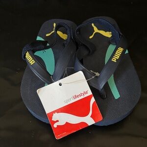 NEW Baby Boy Puma Blue Flip Flops with Straps